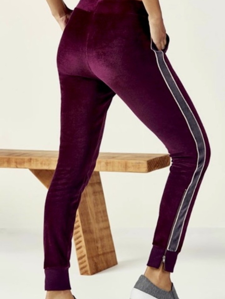 Fabletics Plush Side-Stripe Joggers In Plum - L